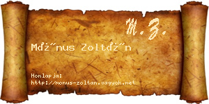 Mónus Zoltán névjegykártya